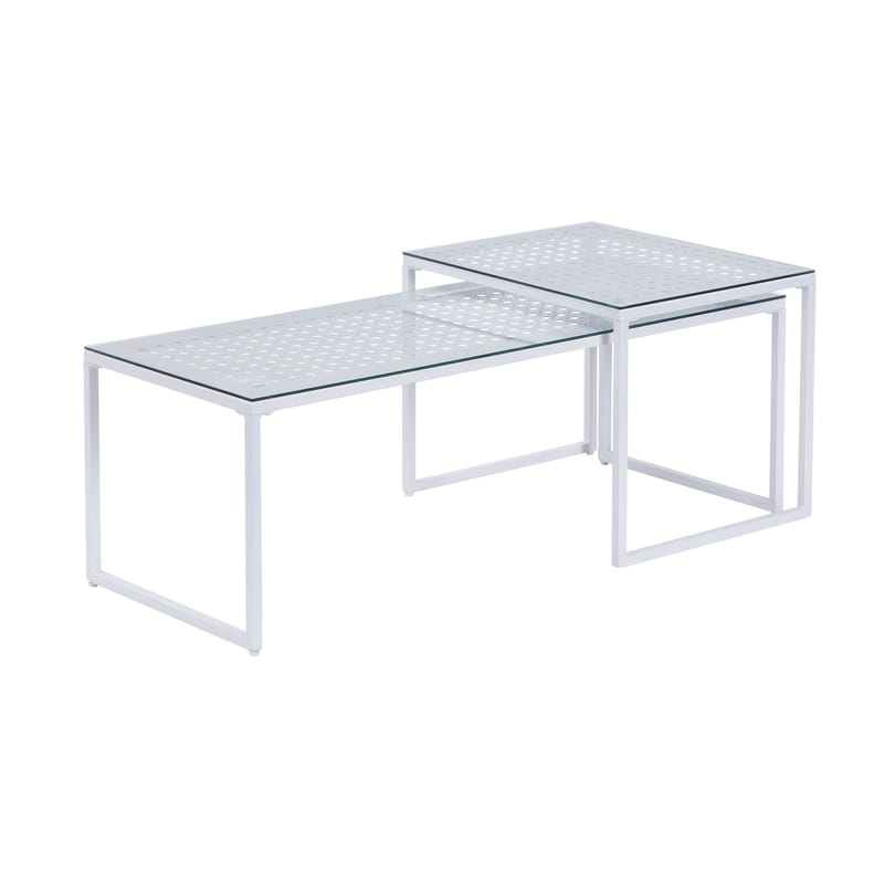 Galilo Satsbord 100 cm Set om 2 - Transparent och matt vit - Möbler - Vardagsrum - Soffbord & vardagsrumsbord - Soffbord