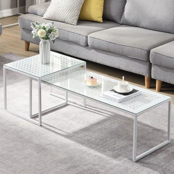 Galilo Satsbord 100 cm Set om 2 - Transparent och matt vit - Möbler - Vardagsrum - Soffbord & vardagsrumsbord - Soffbord