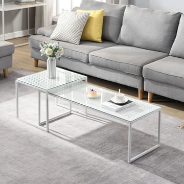 Galilo Satsbord 100 cm Set om 2 - Transparent och matt vit - Möbler - Vardagsrum - Soffbord & vardagsrumsbord - Soffbord