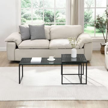 Galilo Satsbord 100 cm Set om 2 - Transparent och mattsvart - Möbler - Vardagsrum - Soffbord & vardagsrumsbord - Soffbord