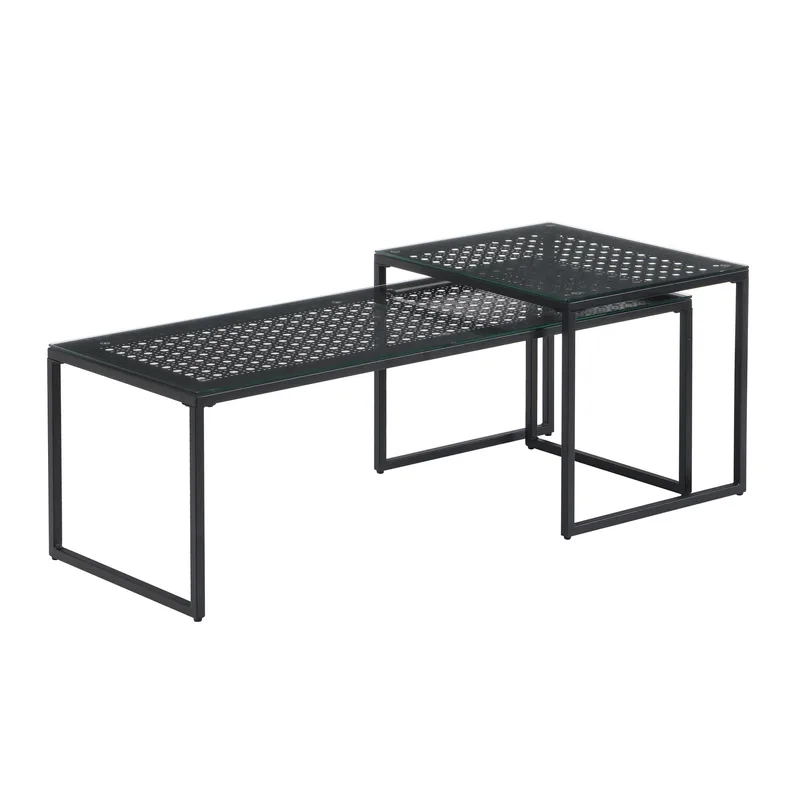 Galilo Satsbord 100 cm Set om 2, Transparent och mattsvart