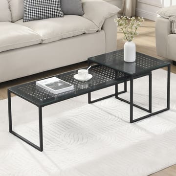 Galilo Satsbord 100 cm Set om 2 - Transparent och mattsvart - Möbler - Vardagsrum - Soffbord & vardagsrumsbord - Soffbord