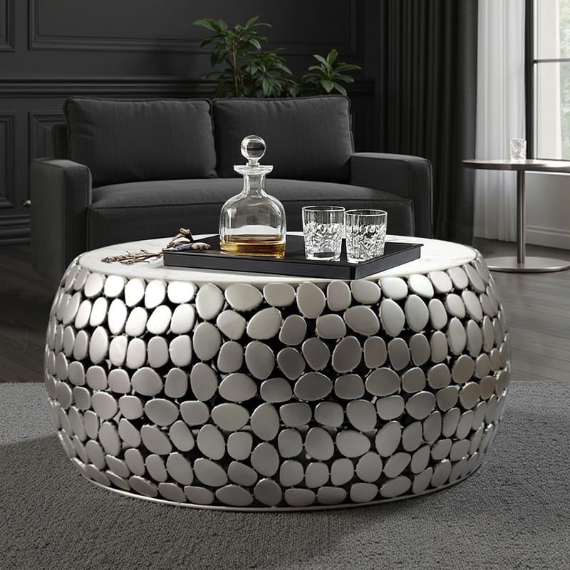 Galino Soffbord 66 cm - vit och silver - Möbler - Vardagsrum - Soffbord & vardagsrumsbord - Soffbord