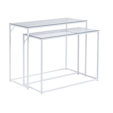 Galora Konsolbord 100 cm Set om 2 - Transparent och matt vit - Möbler - Vardagsrum - Soffbord & vardagsrumsbord - Satsbord