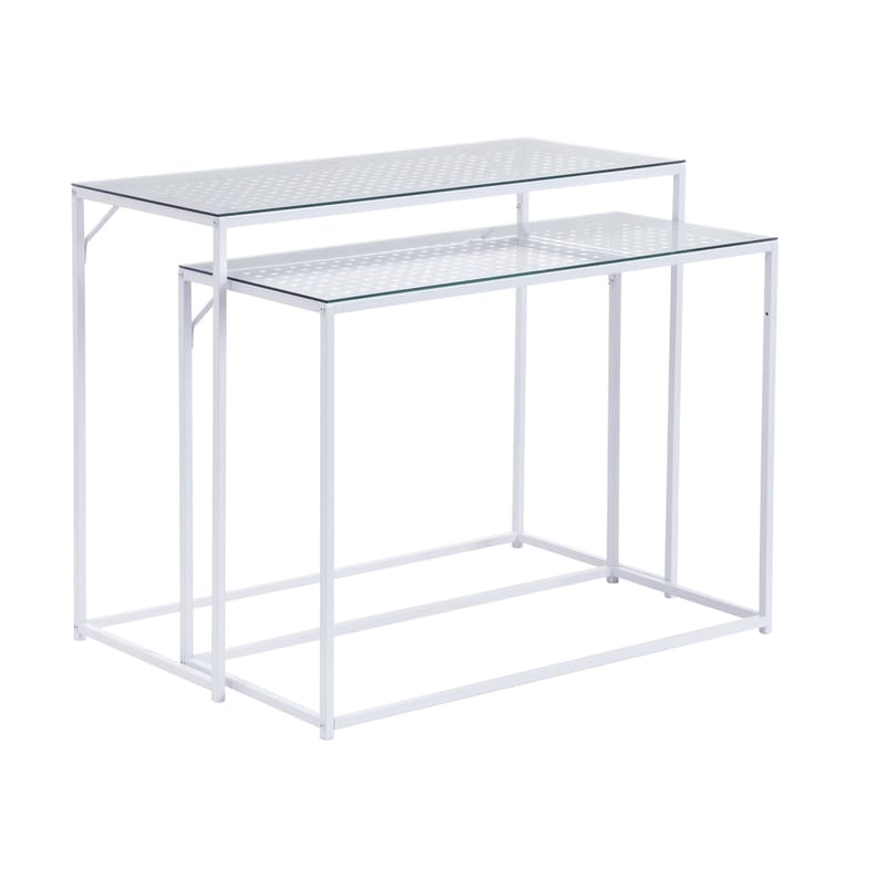 Galora Konsolbord 100 cm Set om 2 - Transparent och matt vit - Möbler - Vardagsrum - Soffbord & vardagsrumsbord - Satsbord