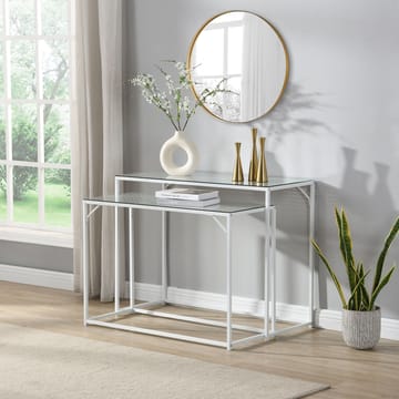 Galora Konsolbord 100 cm Set om 2 - Transparent och matt vit - Möbler - Vardagsrum - Soffbord & vardagsrumsbord - Satsbord