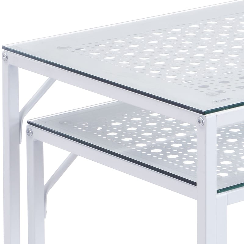 Galora Konsolbord 100 cm Set om 2 - Transparent och matt vit - Möbler - Vardagsrum - Soffbord & vardagsrumsbord - Satsbord