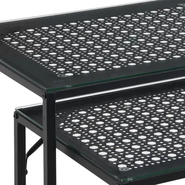 Galora Konsolbord 100 cm Set om 2 - Transparent och mattsvart - Möbler - Vardagsrum - Soffbord & vardagsrumsbord - Satsbord