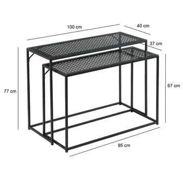 Galora Konsolbord 100 cm Set om 2 - Transparent och mattsvart - Möbler - Vardagsrum - Soffbord & vardagsrumsbord - Satsbord