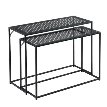 Galora Konsolbord 100 cm Set om 2 - Transparent och mattsvart - Möbler - Vardagsrum - Soffbord & vardagsrumsbord - Satsbord