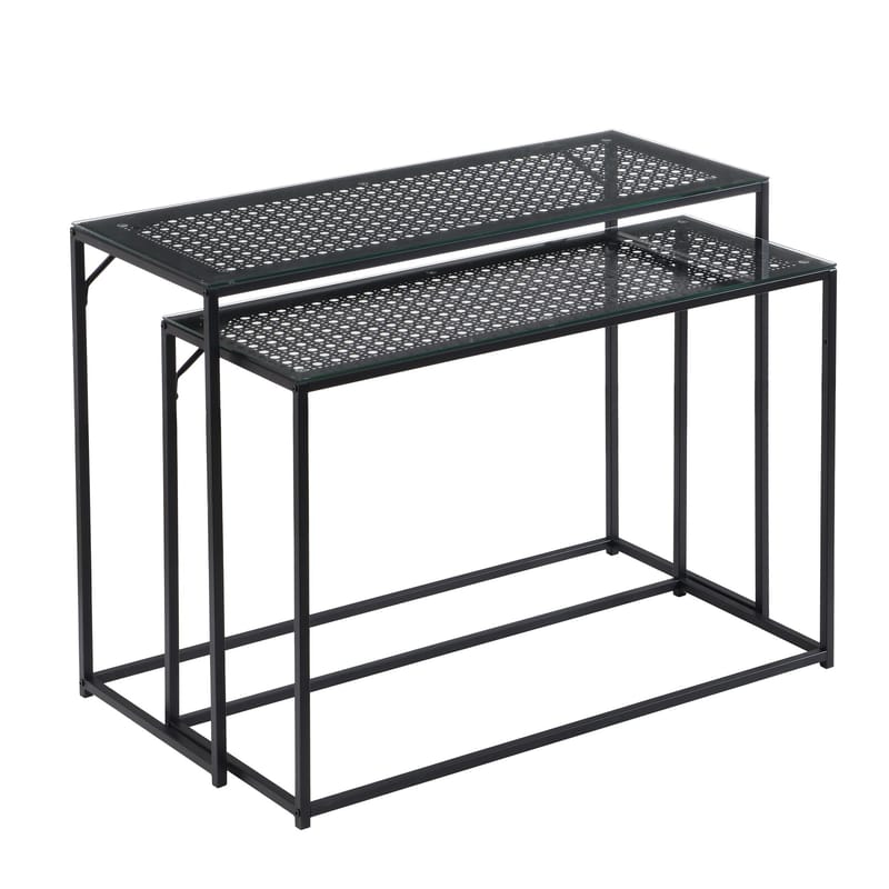 Galora Konsolbord 100 cm Set om 2 - Transparent och mattsvart - Möbler - Vardagsrum - Soffbord & vardagsrumsbord - Satsbord