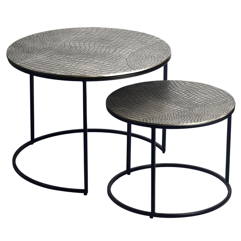 Galova Soffbord 60 cm Set om 2, Guld och svart