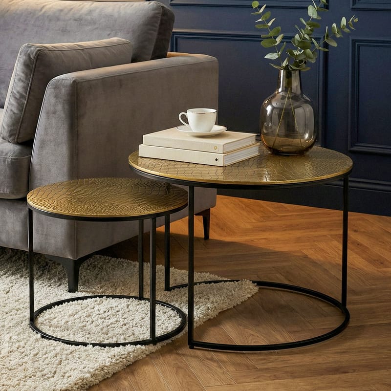 Galova Soffbord 60 cm Set om 2 - Silver och svart - Möbler - Vardagsrum - Soffbord & vardagsrumsbord - Soffbord