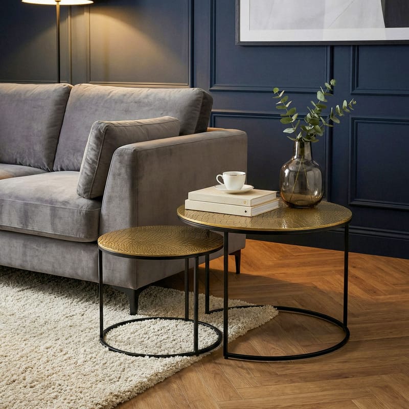 Galova Soffbord 60 cm Set om 2 - Silver och svart - Möbler - Vardagsrum - Soffbord & vardagsrumsbord - Soffbord