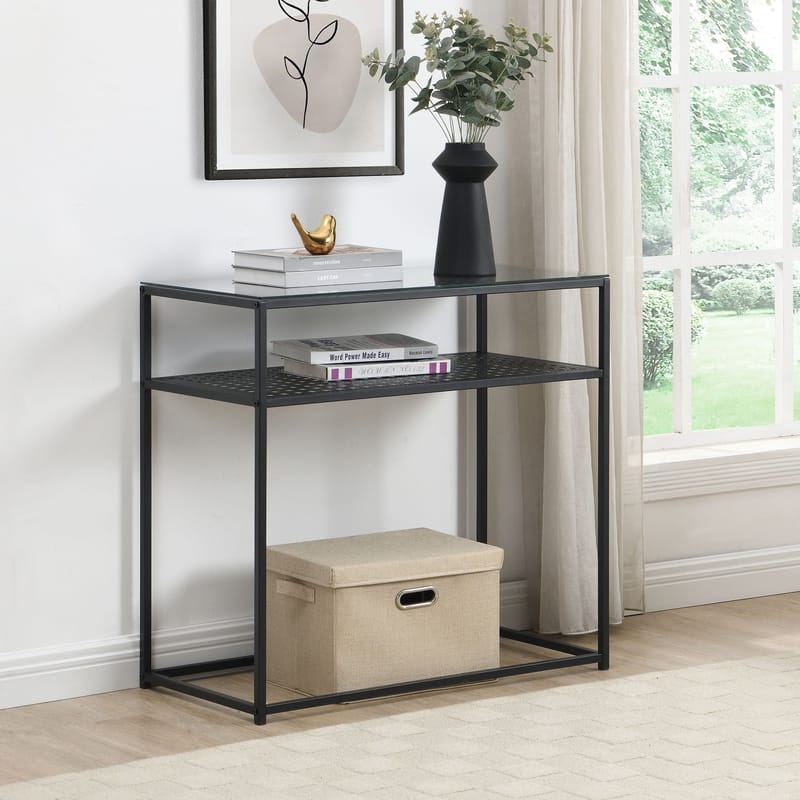 Galuna Konsolbord 80 cm - Transparent och mattsvart - Möbler - Vardagsrum - Soffbord & vardagsrumsbord - Avlastningsbord & konsolbord