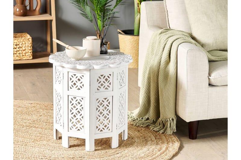 Garry Sidobord 44 cm - Vit/Grå/Ljust trä - Möbler - Vardagsrum - Soffbord & vardagsrumsbord - Brickbord