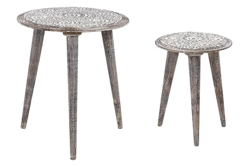 Gavin Satsbord 41 cm, Vit/Mörkt trä