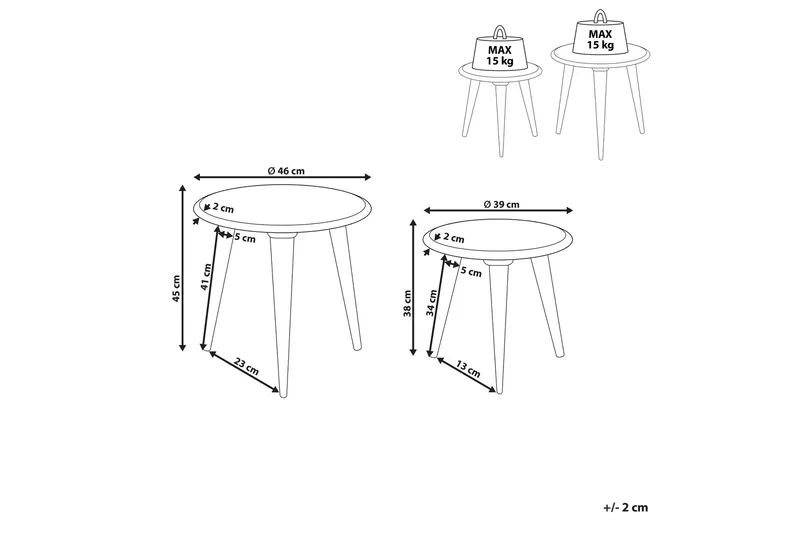 Gazelle Satsbord 46 cm - Ljust trä/Vit - Möbler - Vardagsrum - Soffbord & vardagsrumsbord - Satsbord