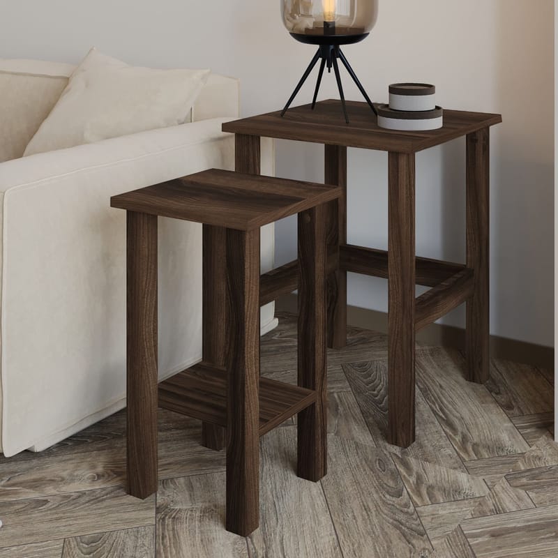 Ginallie Sidobord set 45x60 cm - Valnöt - Möbler - Vardagsrum - Soffbord & vardagsrumsbord - Brickbord