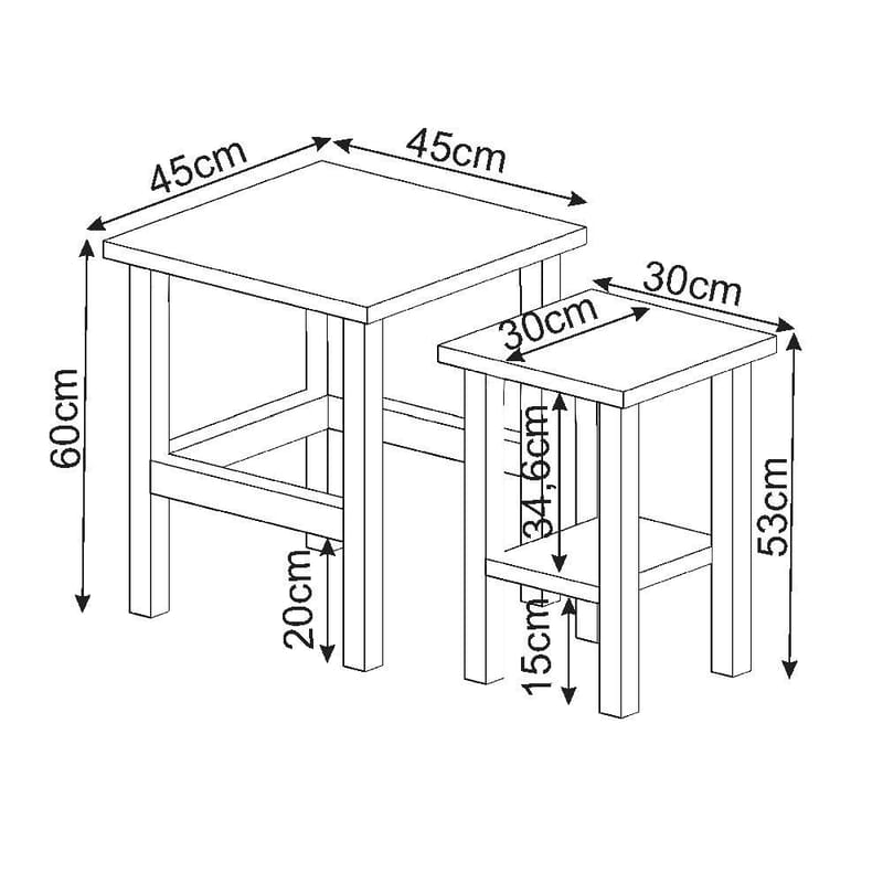 Ginallie Sidobord set 45x60 cm - Valnöt - Möbler - Vardagsrum - Soffbord & vardagsrumsbord - Brickbord