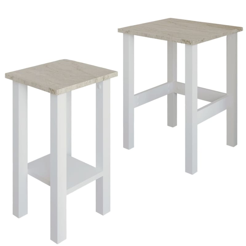 Ginallie Sidobord set 45x60 cm - Vitt och travertin - Möbler - Vardagsrum - Soffbord & vardagsrumsbord - Brickbord