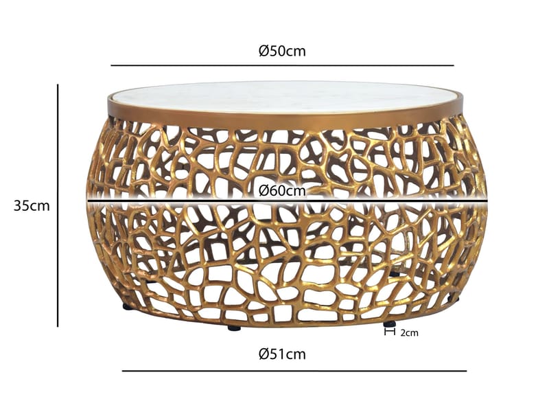 Gorvik Runt soffbord 60 cm i metall med marmorskiva - guld / vit - Möbler - Vardagsrum - Soffbord & vardagsrumsbord - Soffbord