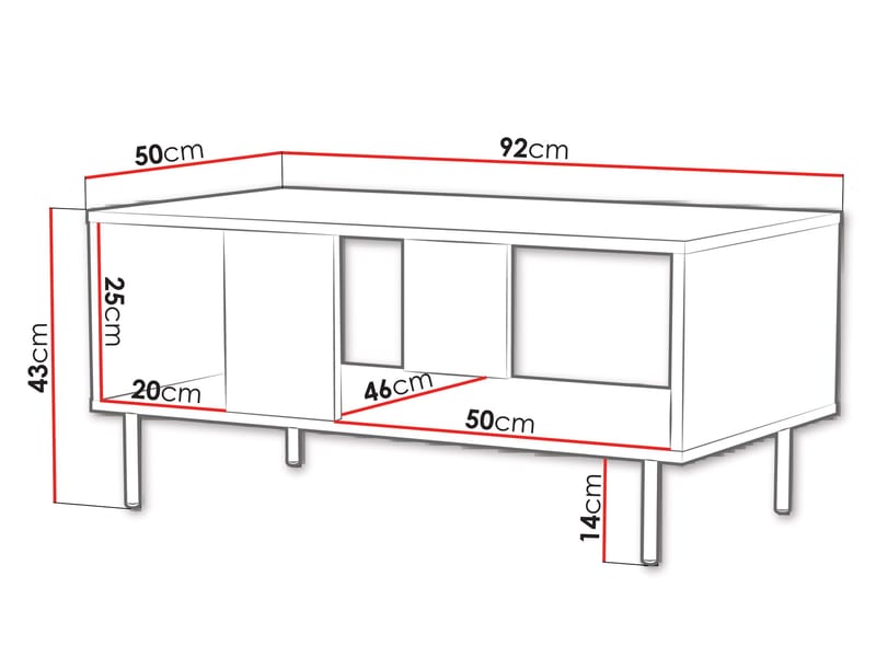Granica 92 cm Rektangulärt Soffbord med Hyllor i Målat Trä - Beige - Möbler - Vardagsrum - Soffbord & vardagsrumsbord - Soffbord