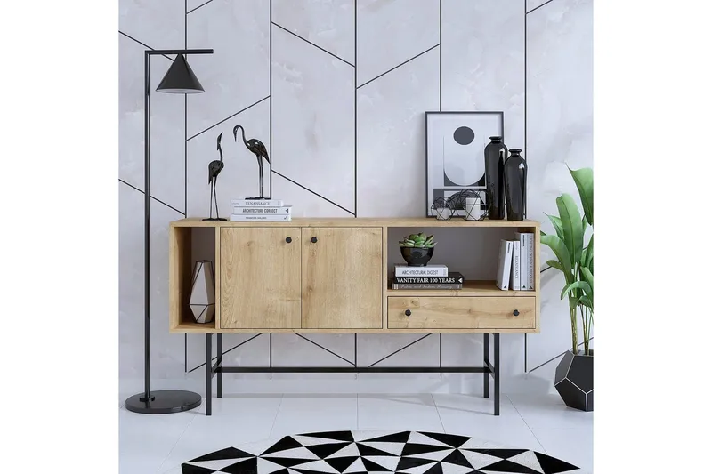 Grayce Konsollbord 150 cm - Ek/Svart - Möbler - Vardagsrum - Soffbord & vardagsrumsbord - Avlastningsbord & konsolbord