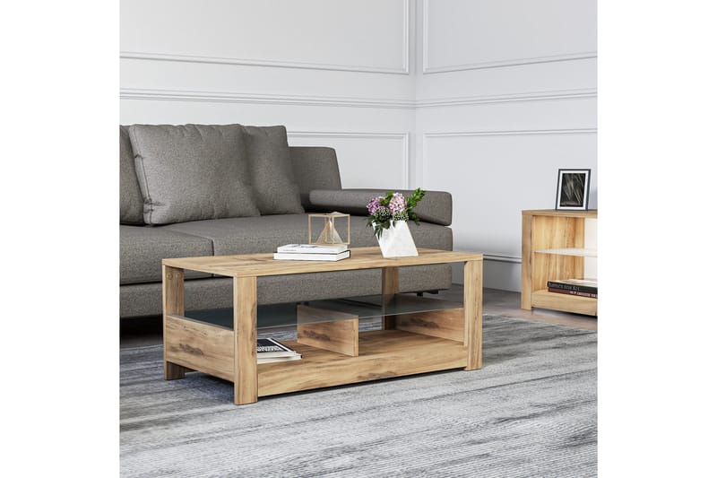 Griselda 90 cm Rektangulärt Soffbord med Hylla i Ek - Brun - Möbler - Vardagsrum - Soffbord & vardagsrumsbord - Soffbord