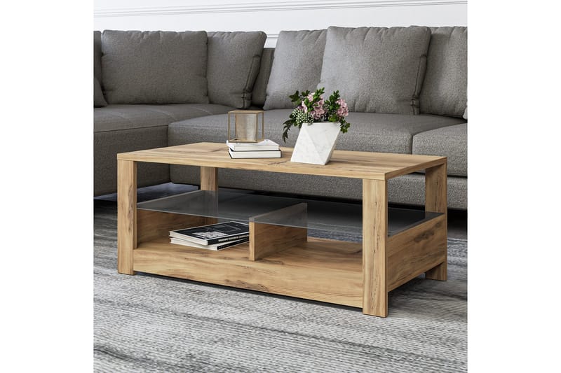 Griselda 90 cm Rektangulärt Soffbord med Hylla i Ek - Brun - Möbler - Vardagsrum - Soffbord & vardagsrumsbord - Soffbord