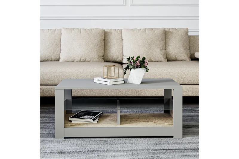 Griselda Soffbord 90 cm - Grå/Travertin - Möbler - Vardagsrum - Soffbord & vardagsrumsbord - Soffbord