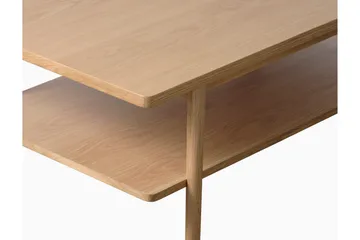 Grumio Rektangulärt Soffbord 120 cm med Hylla i Massivt Trä och Träfanér - Beige - Möbler - Vardagsrum - Soffbord & vardagsrumsbord - Soffbord