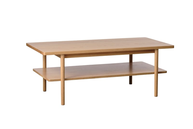 Grumio Rektangulärt Soffbord 120 cm med Hylla i Massivt Trä och Träfanér - Beige - Möbler - Vardagsrum - Soffbord & vardagsrumsbord - Soffbord