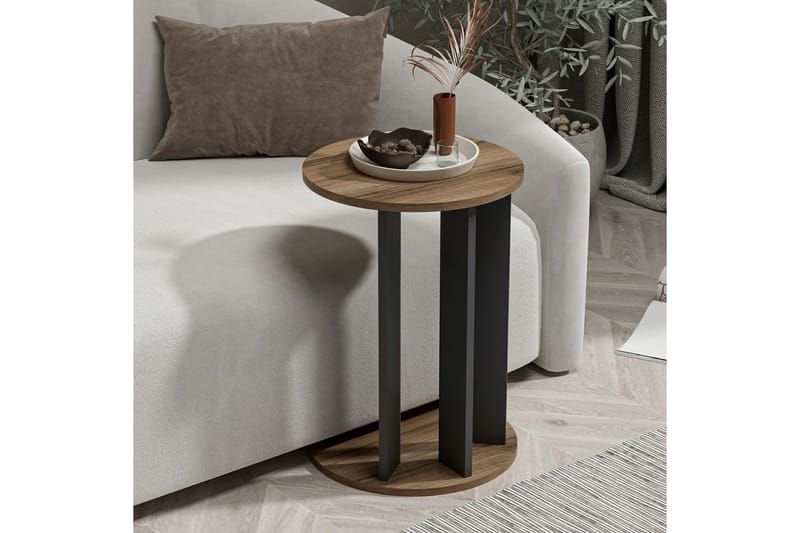 Haelyn Sidobord 34 cm - Valnöt/Antracit - Möbler - Vardagsrum - Soffbord & vardagsrumsbord - Brickbord