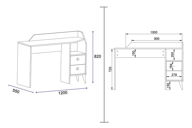 HAFING Skrivbord 120x55 cm Mörkblå/Svart - Skrivbord - Bord