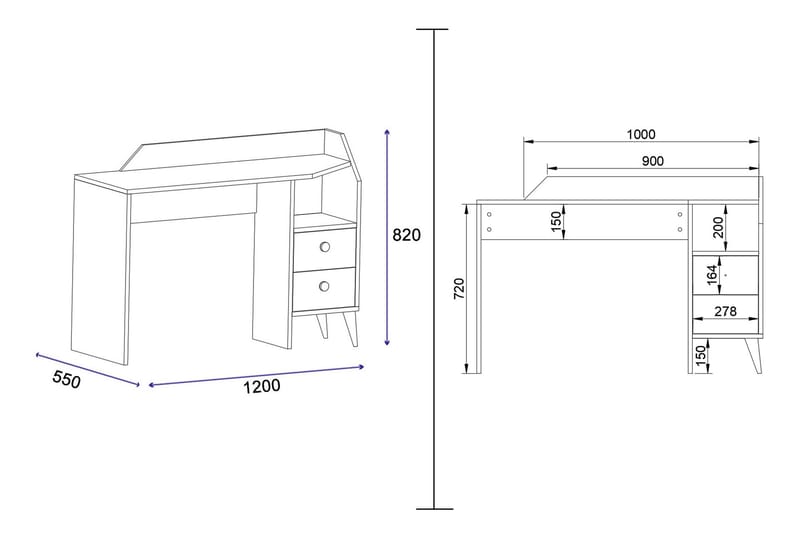 HAFING Skrivbord 120x55 cm Mörkblå/Svart - Möbler - Hemmakontor - Skrivbord