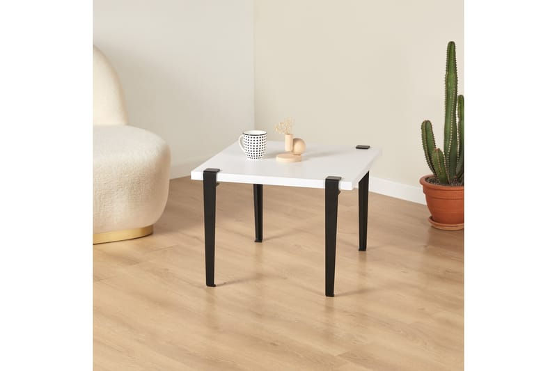HALICHERON Soffbord 60x60 cm Vit/Svart - Möbler - Vardagsrum - Soffbord & vardagsrumsbord - Soffbord