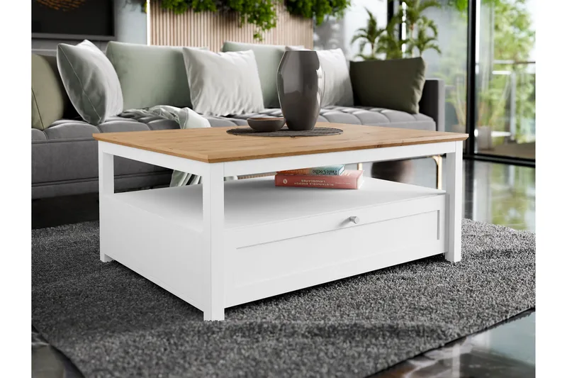 Hammerdal Soffbord 104 cm - Vit/Ek - Möbler - Vardagsrum - Soffbord & vardagsrumsbord - Soffbord