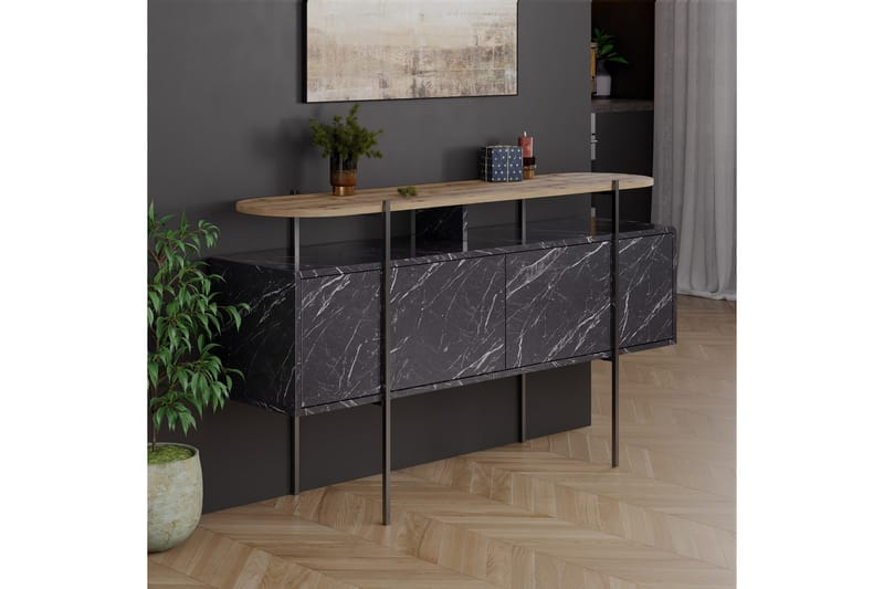 HANLEY Konsollbord 150x86,2 cm Svart - Möbler - Vardagsrum - Soffbord & vardagsrumsbord - Avlastningsbord & konsolbord