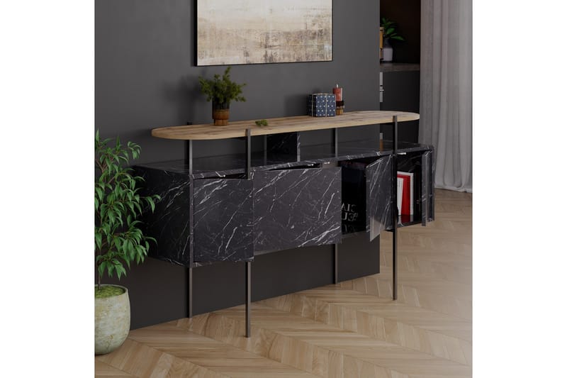 HANLEY Konsollbord 150x86,2 cm Svart - Möbler - Vardagsrum - Soffbord & vardagsrumsbord - Avlastningsbord & konsolbord