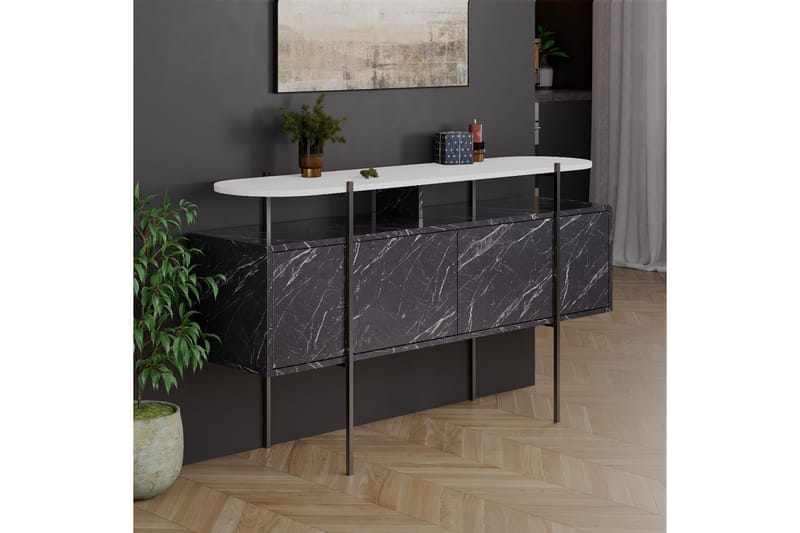 HANLEY Konsollbord 150x86,2 cm Vit/Mörkbrun - Möbler - Vardagsrum - Soffbord & vardagsrumsbord - Avlastningsbord & konsolbord