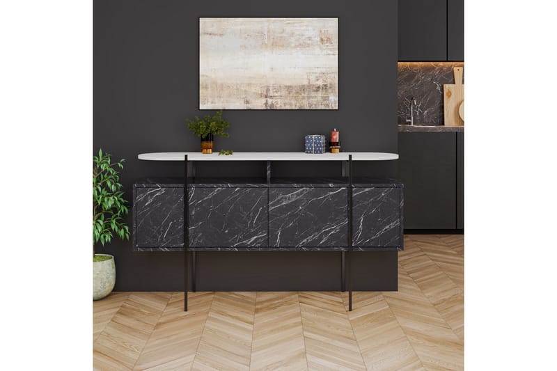 HANLEY Konsollbord 150x86,2 cm Vit/Mörkbrun - Möbler - Vardagsrum - Soffbord & vardagsrumsbord - Avlastningsbord & konsolbord