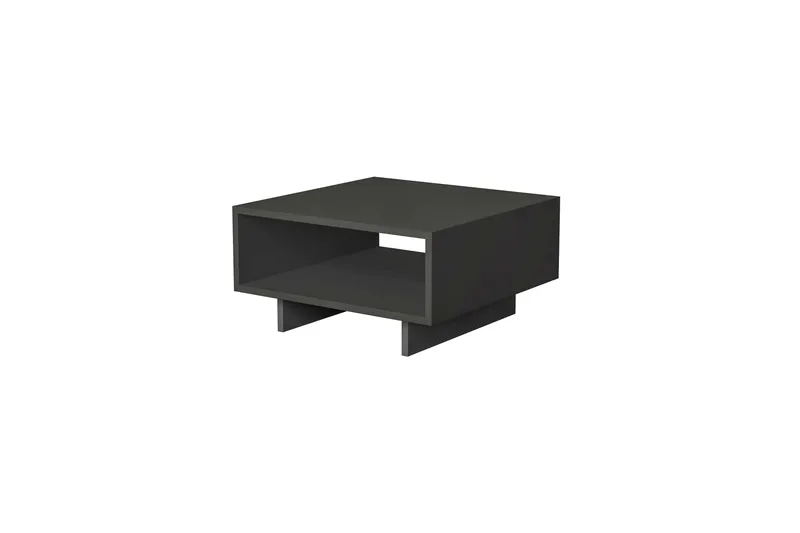 Hapeila Kvadratiskt Soffbord 60 cm med Hyllor i Målat Trä, Antracit