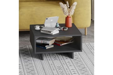 Hapeila Kvadratiskt Soffbord 60 cm med Hyllor i Målat Trä - Antracit - Möbler - Vardagsrum - Soffbord & vardagsrumsbord - Soffbord