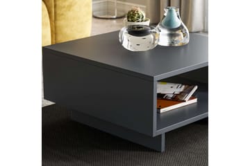 Hapeila Kvadratiskt Soffbord 60 cm med Hyllor i Målat Trä - Antracit - Möbler - Vardagsrum - Soffbord & vardagsrumsbord - Soffbord