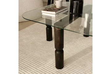 Harman Ovalt Soffbord 80 cm i Glas och Trä med Svarvade Ben - Klar - Möbler - Vardagsrum - Soffbord & vardagsrumsbord - Soffbord