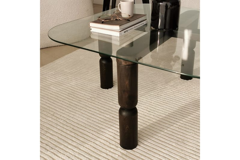 Harman Ovalt Soffbord 80 cm i Glas och Trä med Svarvade Ben - Klar - Möbler - Vardagsrum - Soffbord & vardagsrumsbord - Soffbord