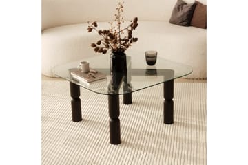 Harman Ovalt Soffbord 80 cm i Glas och Trä med Svarvade Ben - Klar - Möbler - Vardagsrum - Soffbord & vardagsrumsbord - Soffbord
