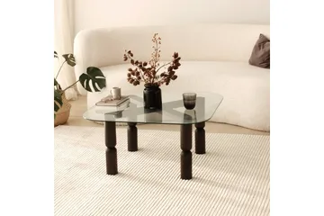 Harman Ovalt Soffbord 80 cm i Glas och Trä med Svarvade Ben - Klar - Möbler - Vardagsrum - Soffbord & vardagsrumsbord - Soffbord