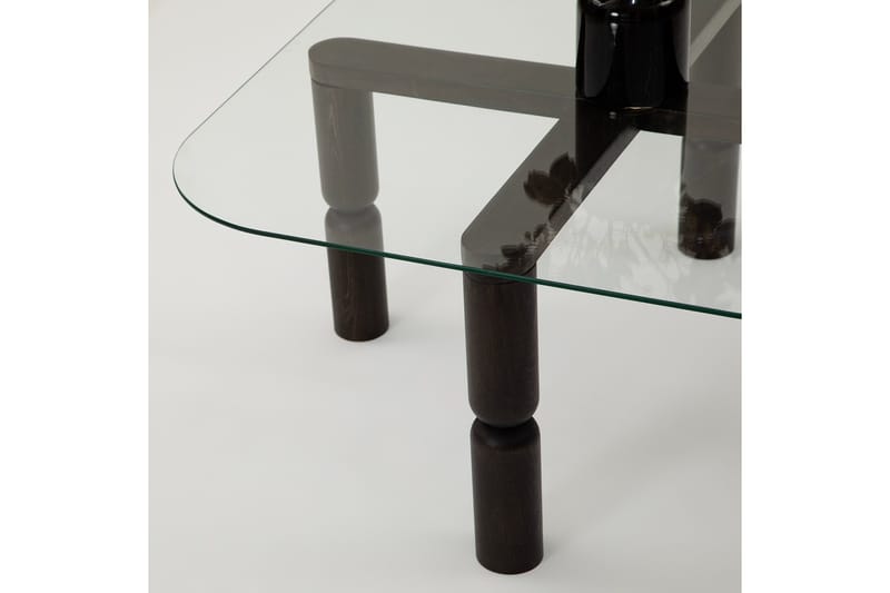 Harman Ovalt Soffbord 80 cm i Glas och Trä med Svarvade Ben - Klar - Möbler - Vardagsrum - Soffbord & vardagsrumsbord - Soffbord